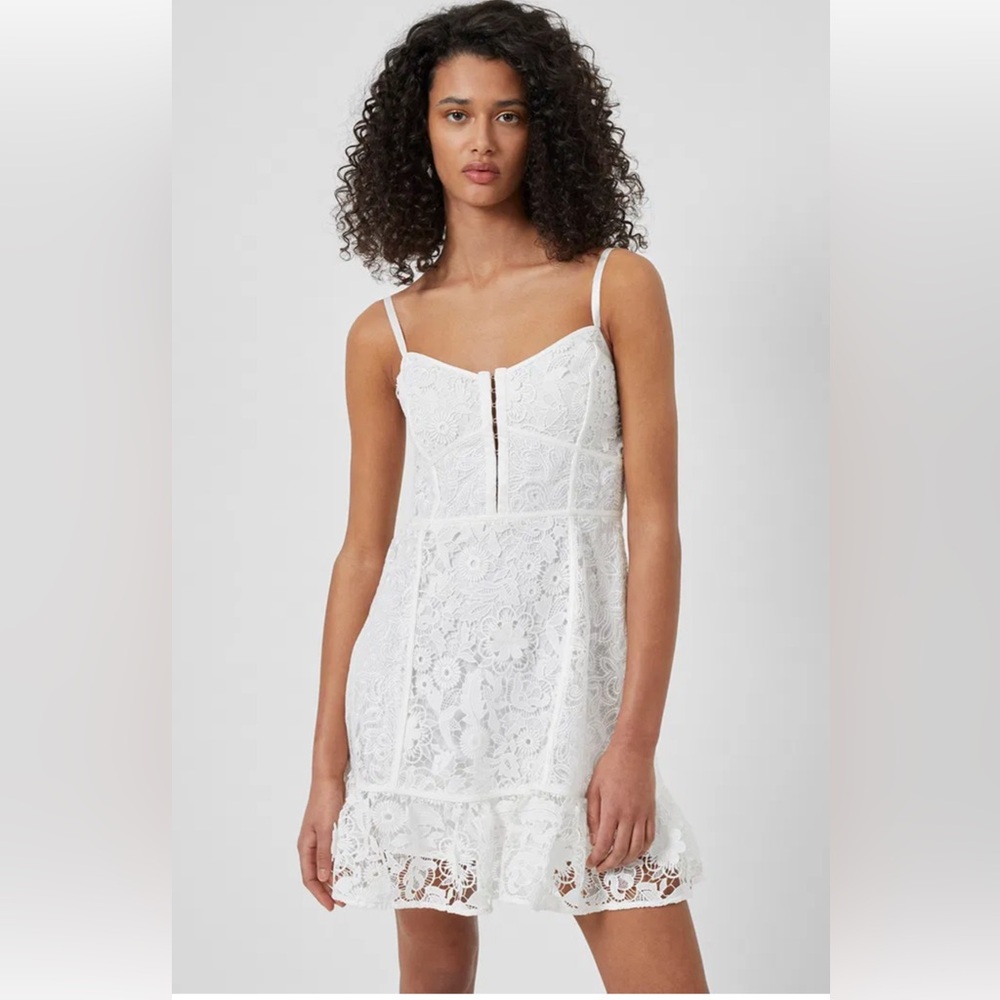French Connection White Lace Spaghetti Strap Dress
